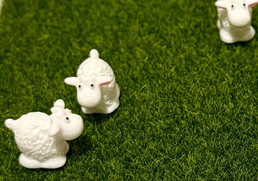 Mini Resin Sheep Figurines:  Set of 3