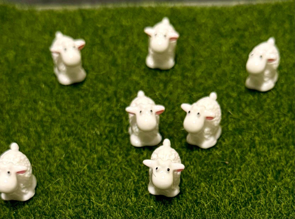 Mini Resin Sheep Figurines:  Set of 3