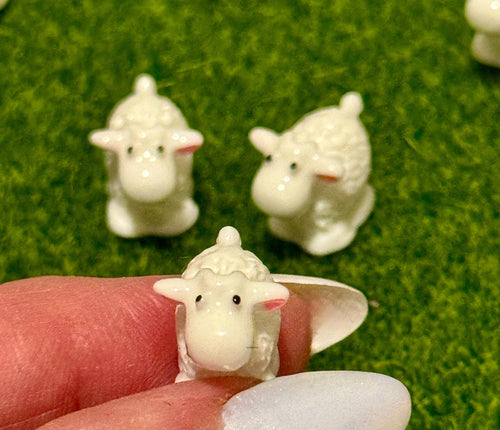 Mini Resin Sheep Figurines:  Set of 3