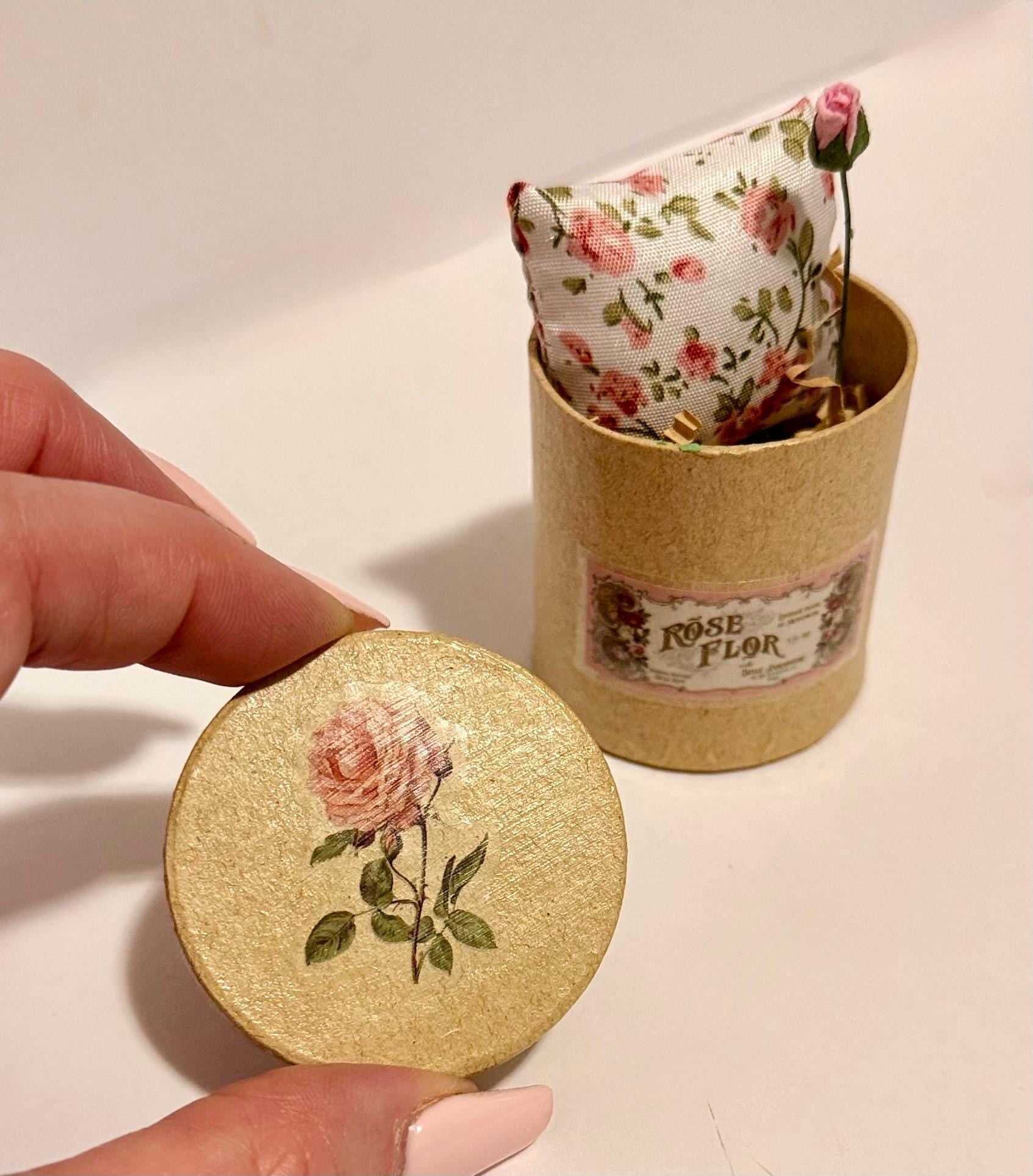 Miniature Paper Mache Gift Box:French Floral Themed with miniatures
