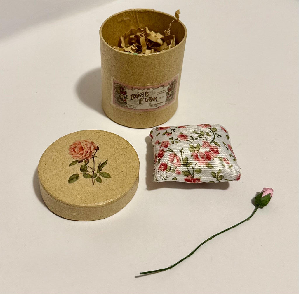 Miniature Paper Mache Gift Box:French Floral Themed with miniatures