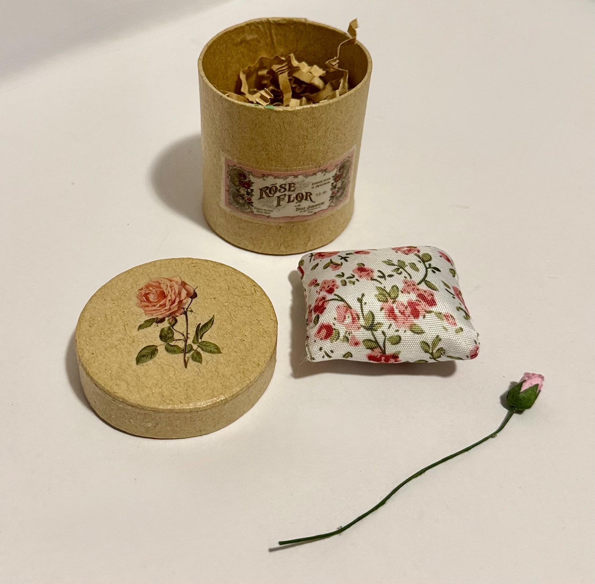 Miniature Paper Mache Gift Box:French Floral Themed with miniatures