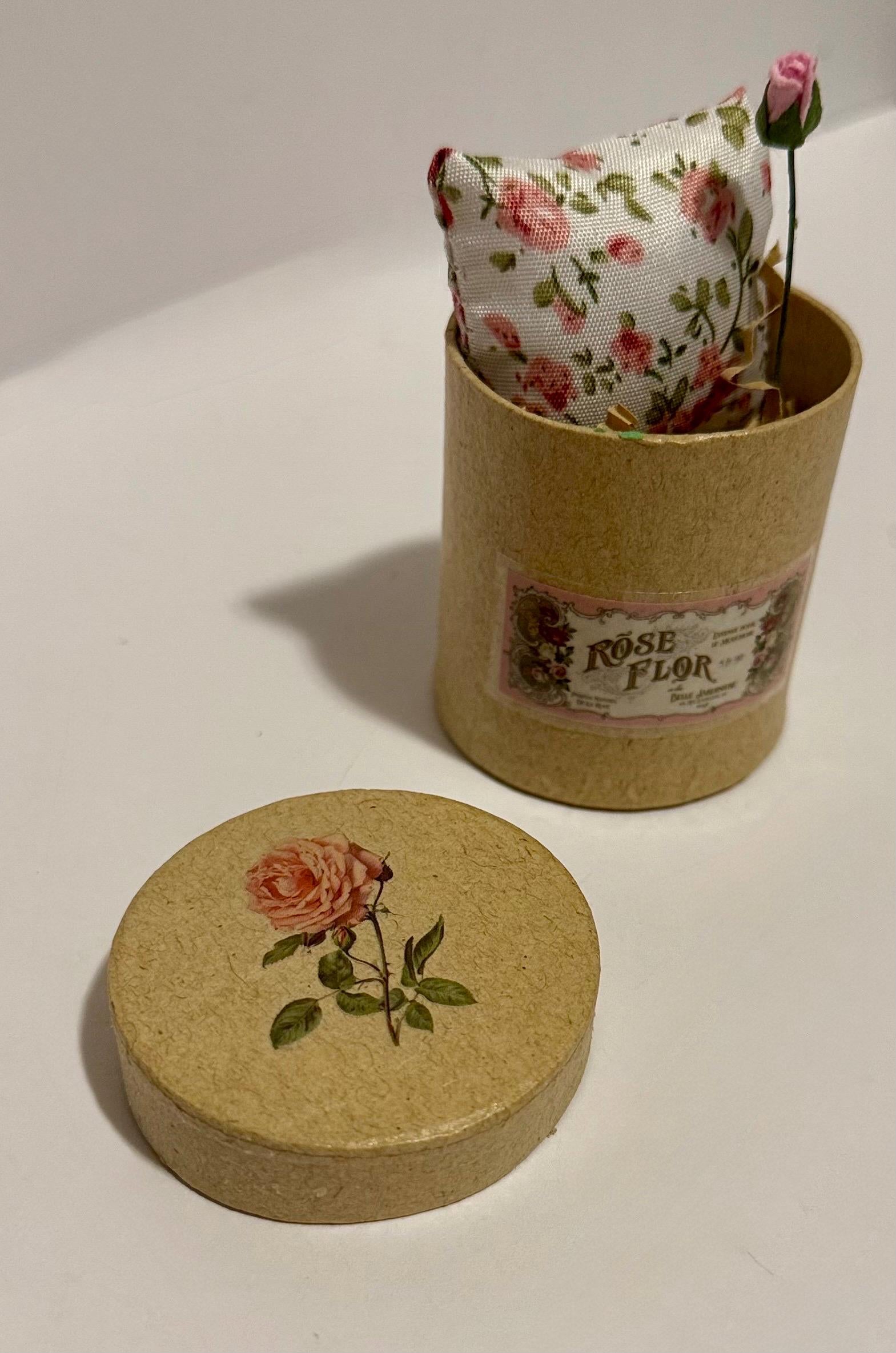 Miniature Paper Mache Gift Box:French Floral Themed with miniatures
