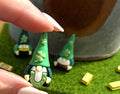 Miniature St. Patrick Day Gnome figurines with 2 Gold Bar Accessories