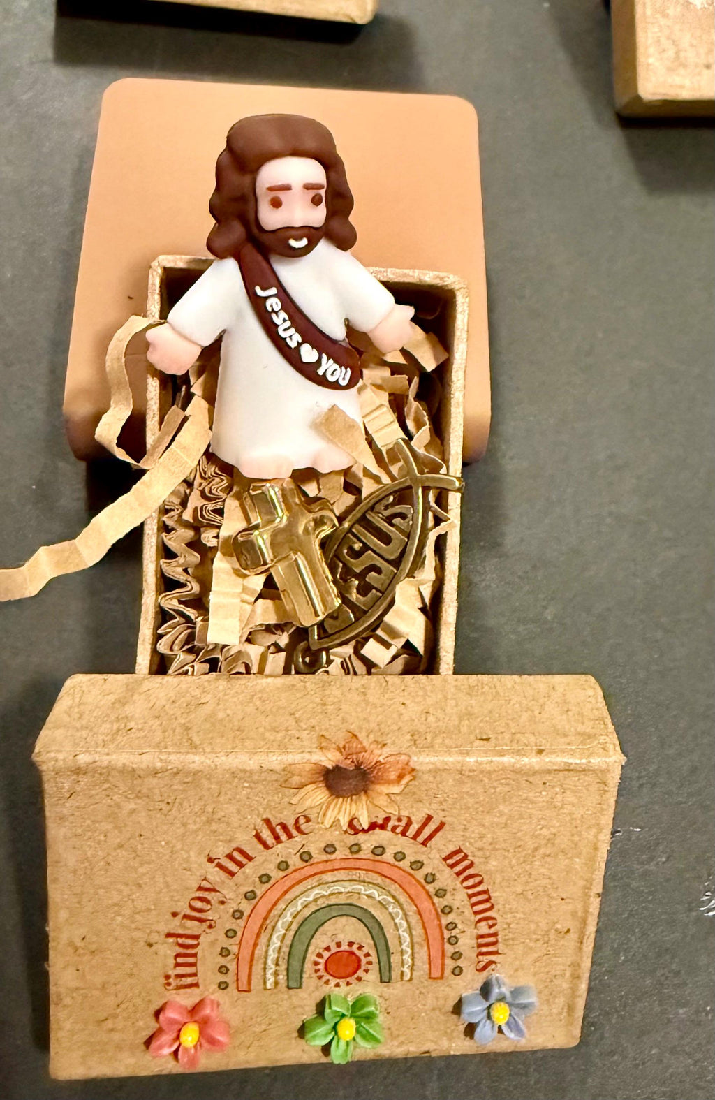 Miniature paper Mache Inspirational Jesus gift boxes