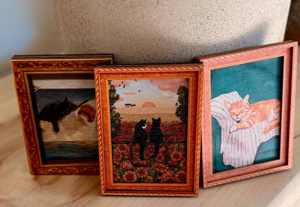 Decorative art framed cat fridge magnets