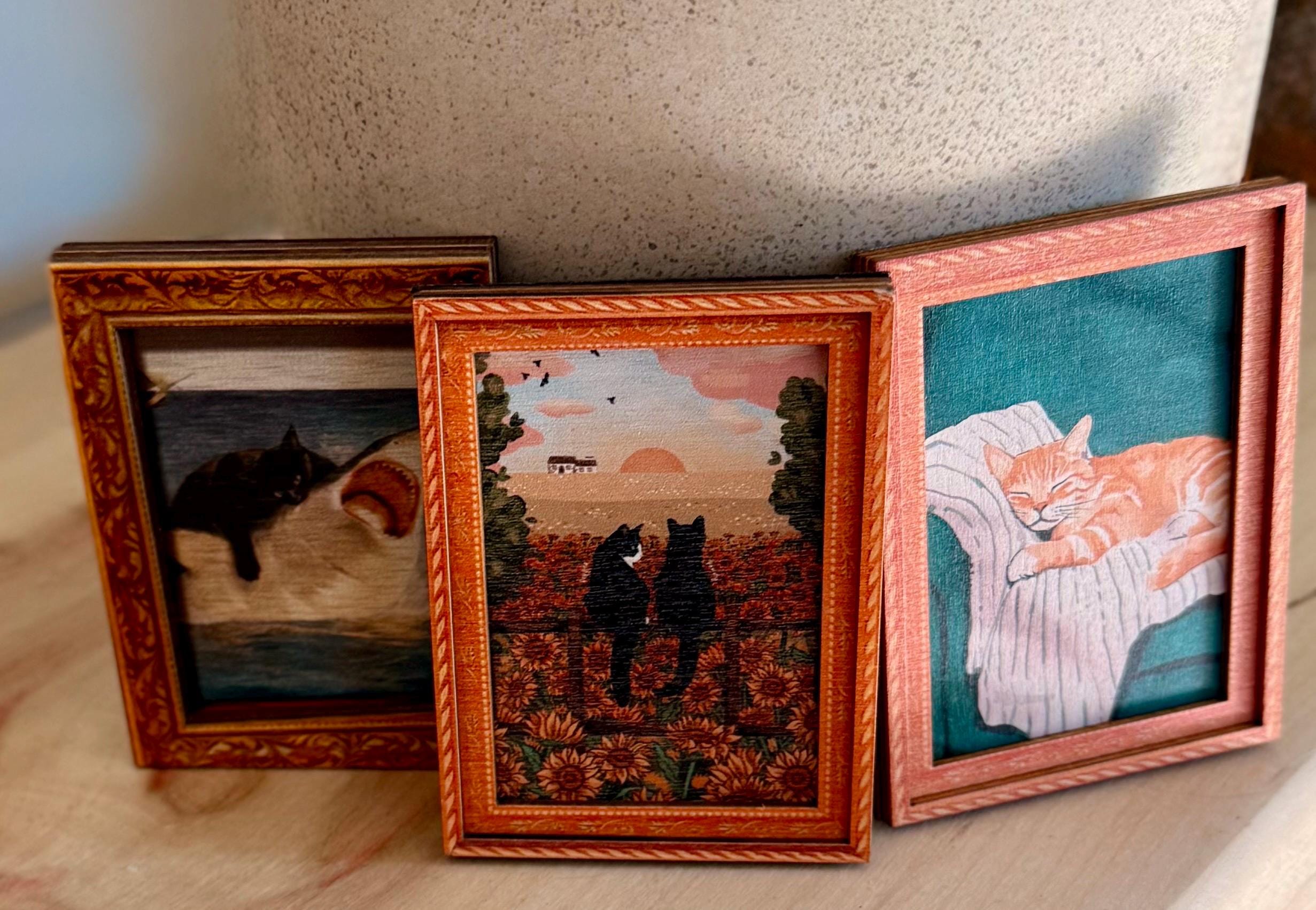 Decorative art framed cat fridge magnets