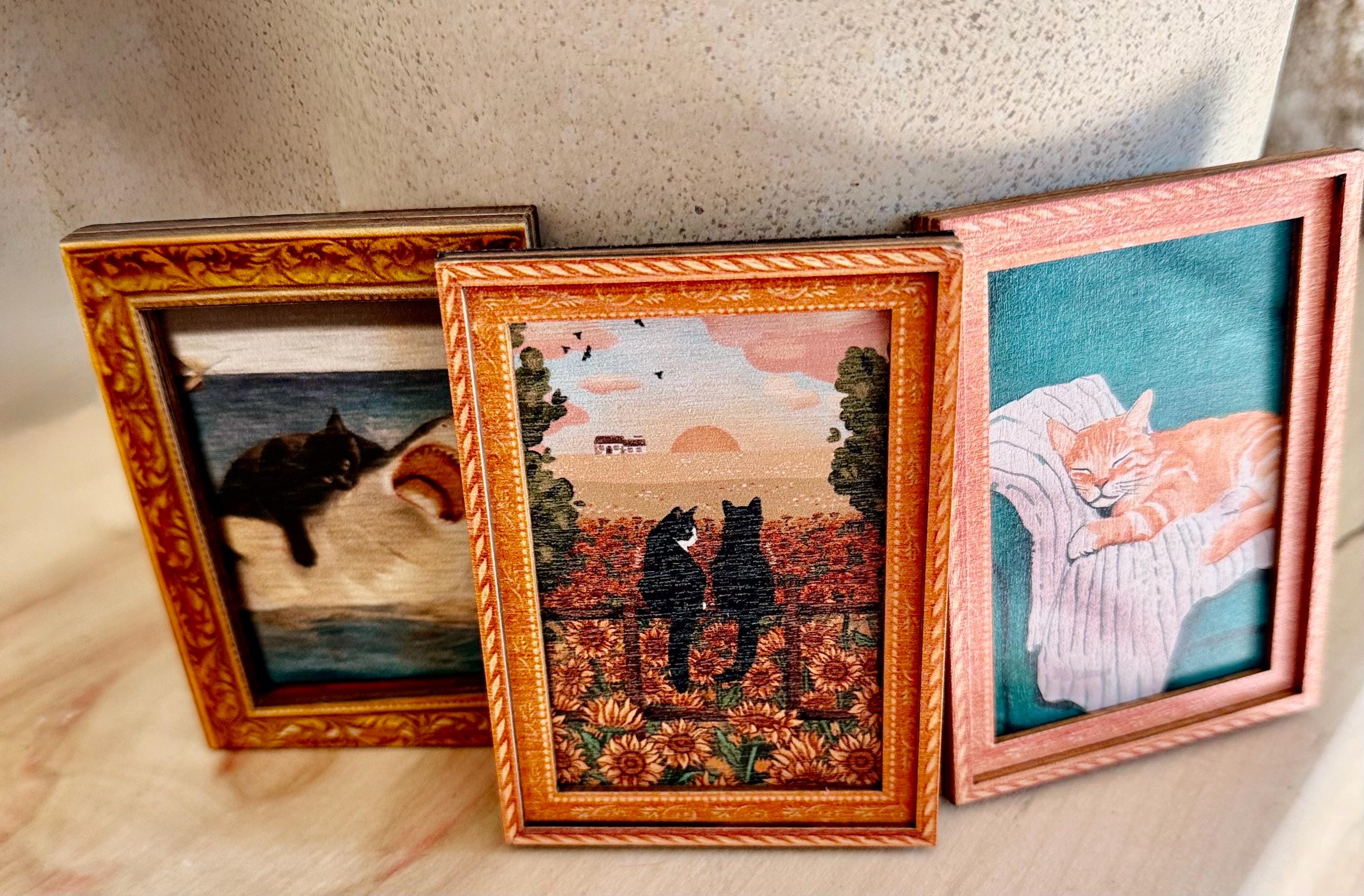 Decorative art framed cat fridge magnets
