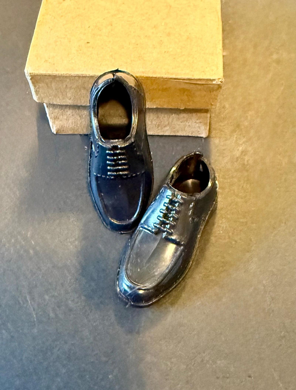 Miniature dollhouse black dress shoes