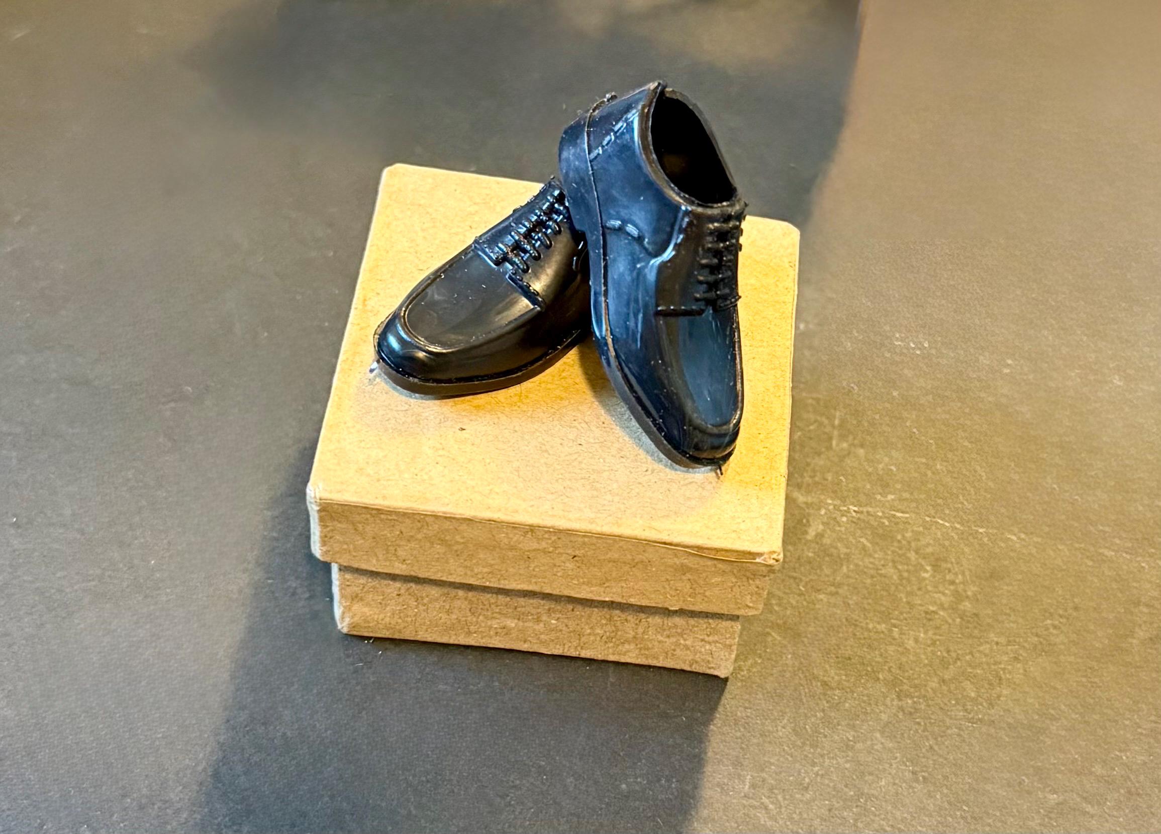 Miniature dollhouse black dress shoes