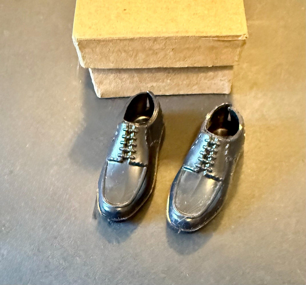 Miniature dollhouse black dress shoes