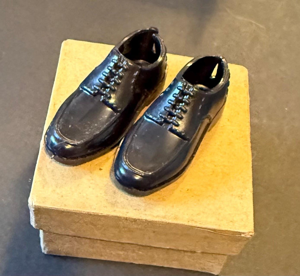 Miniature dollhouse black dress shoes