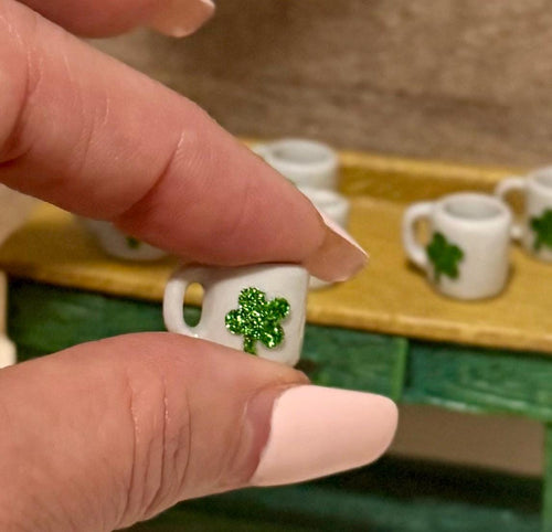 Miniature  4 leaf clover ceramic coffee mug-Saint Patrick’s Day