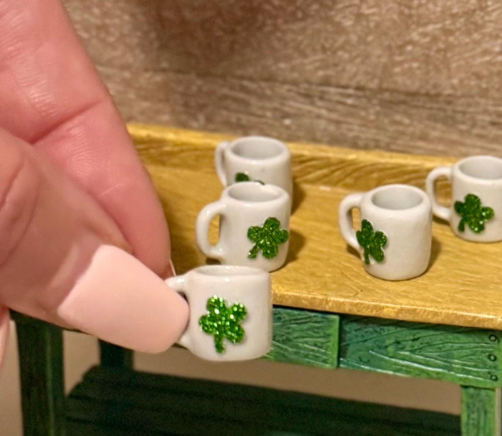 Miniature  4 leaf clover ceramic coffee mug-Saint Patrick’s Day