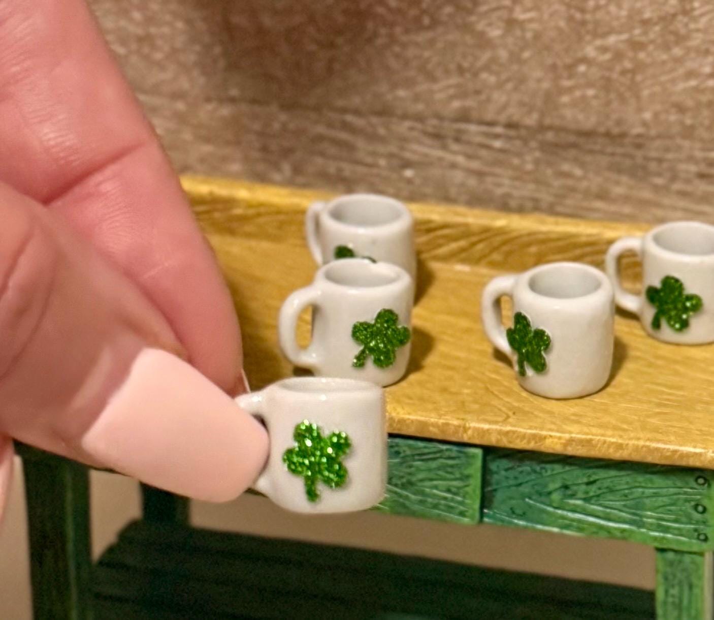 Miniature  4 leaf clover ceramic coffee mug-Saint Patrick’s Day