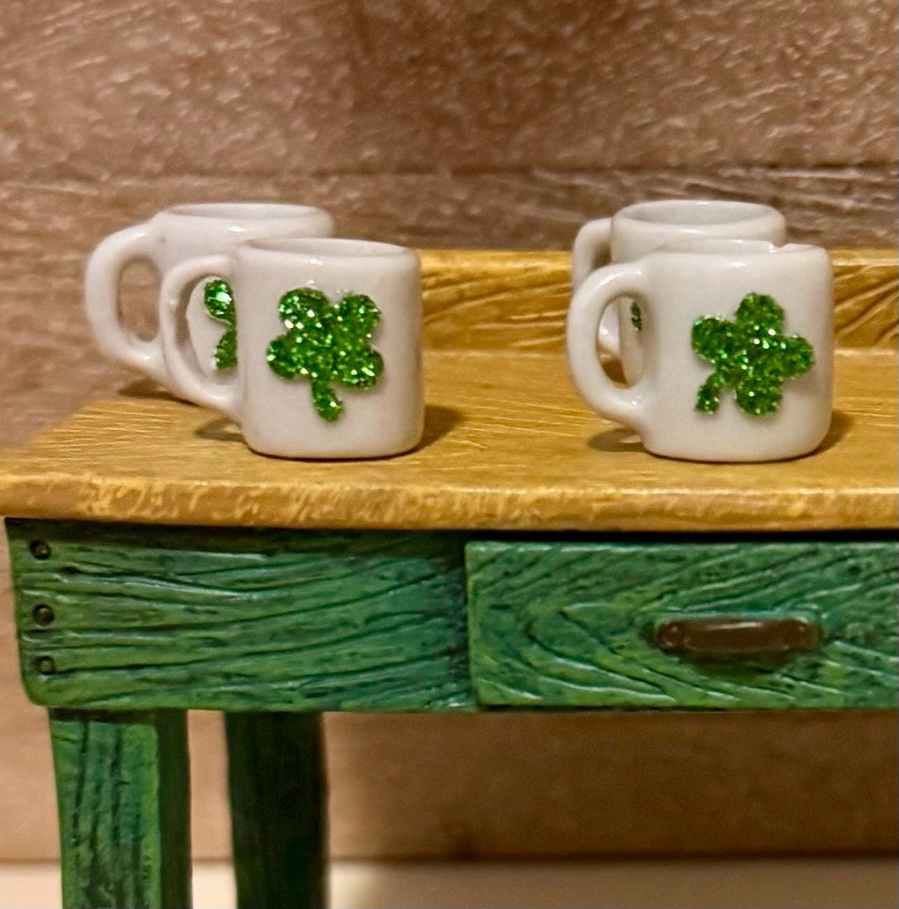 Miniature  4 leaf clover ceramic coffee mug-Saint Patrick’s Day