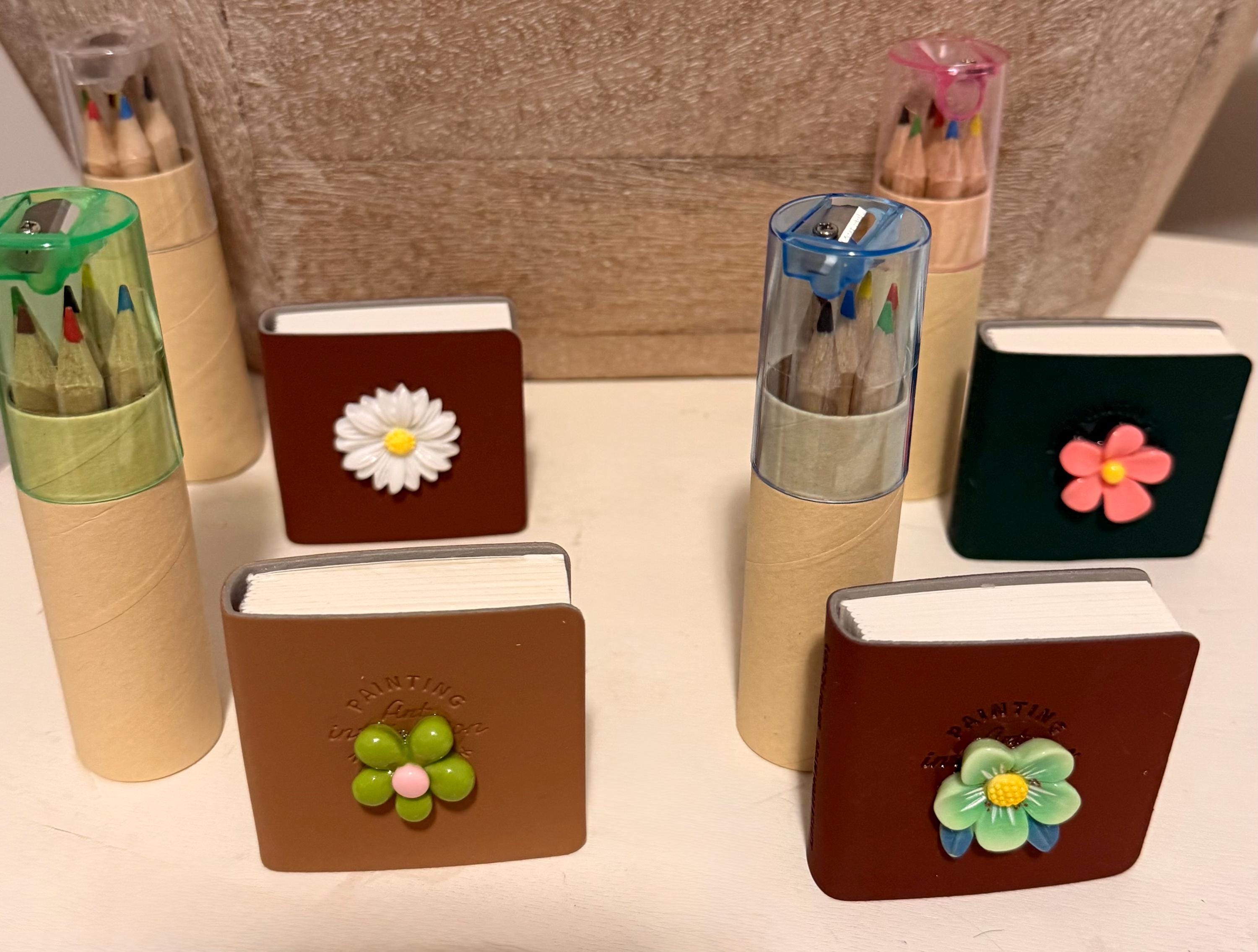 Miniature notebook and colored pencils set for writing/drawing