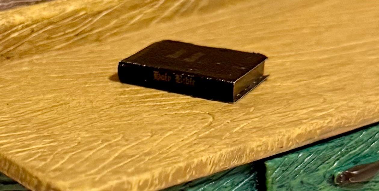 Miniature vintage Holy Bible - dollhouse scale