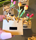 Miniature shopping bag filled with tulips-dollhouse scale