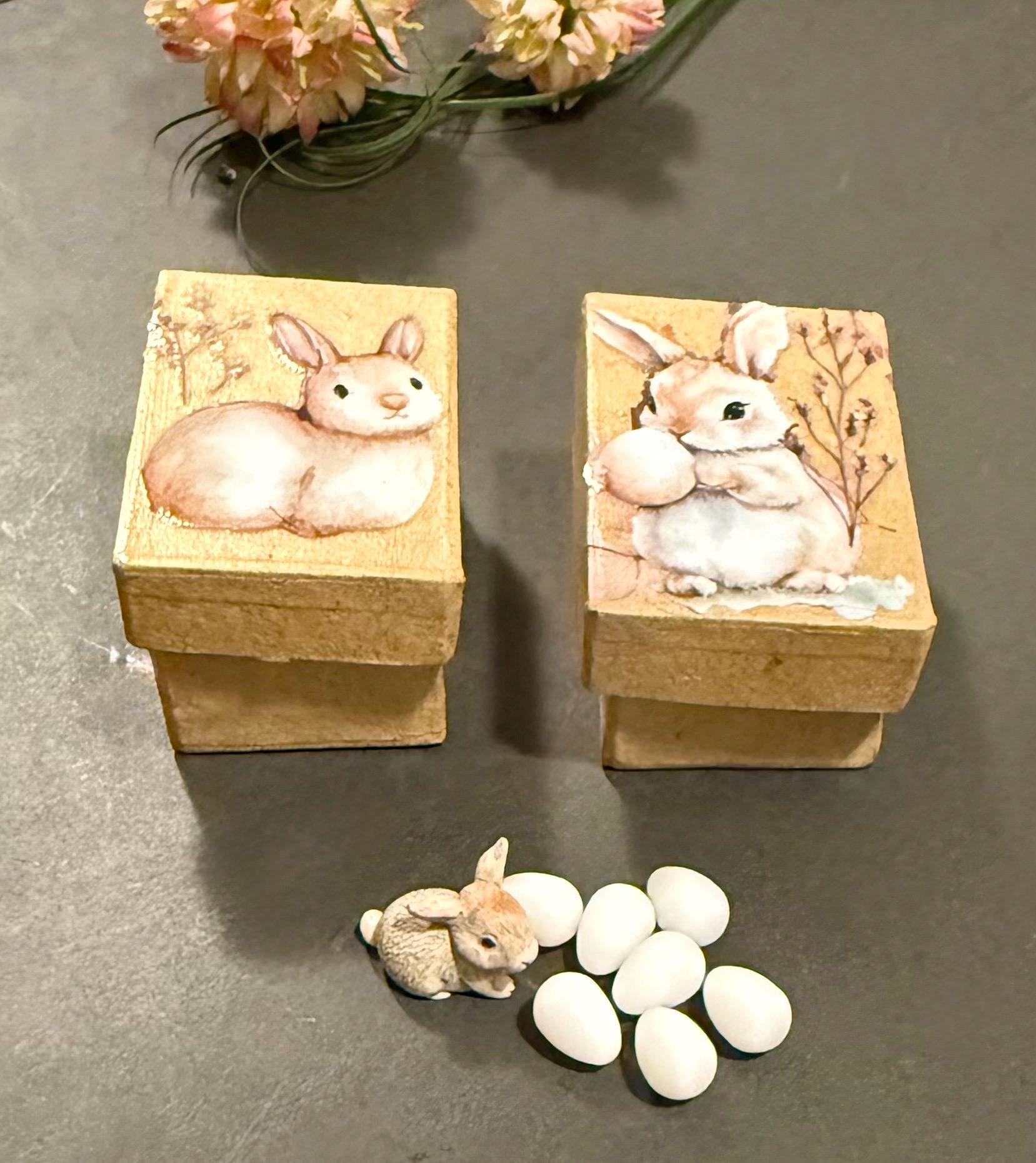 Miniature Easter Bunny Gift Box with miniatures