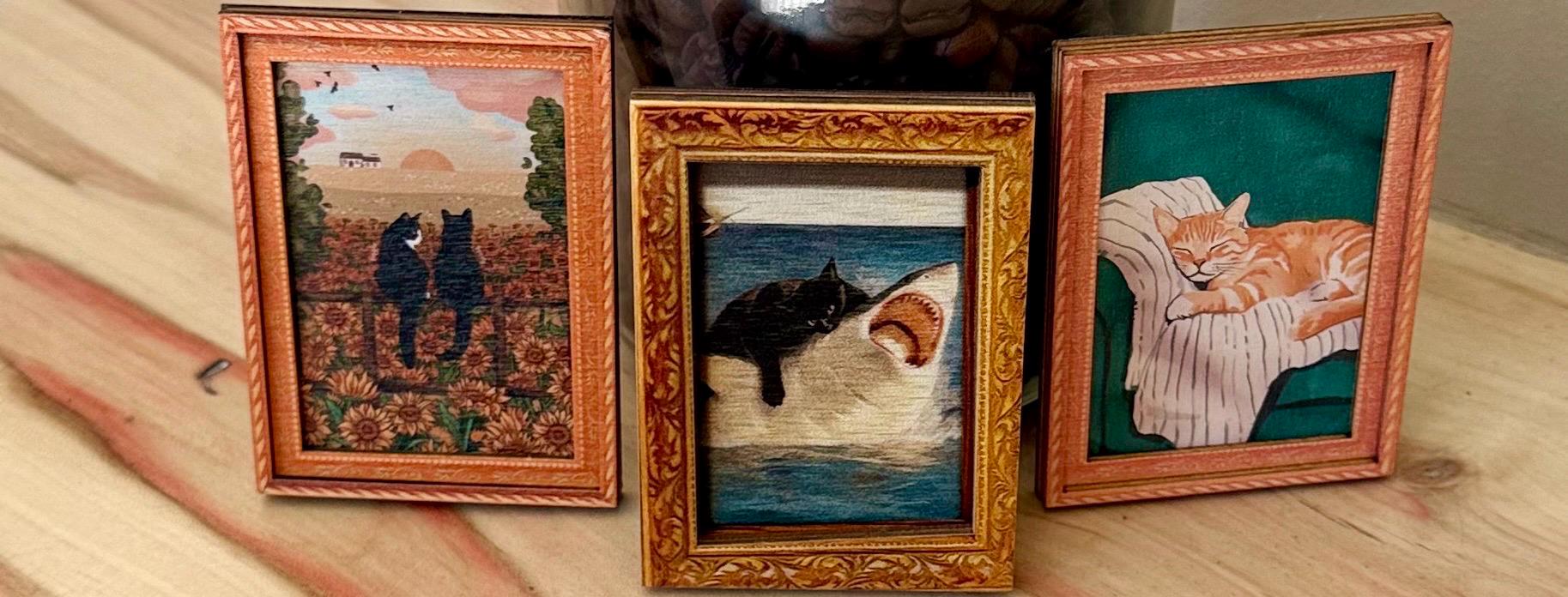 Decorative art framed cat fridge magnets