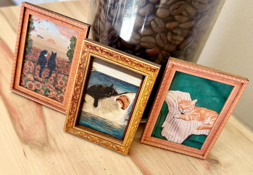 Decorative art framed cat fridge magnets