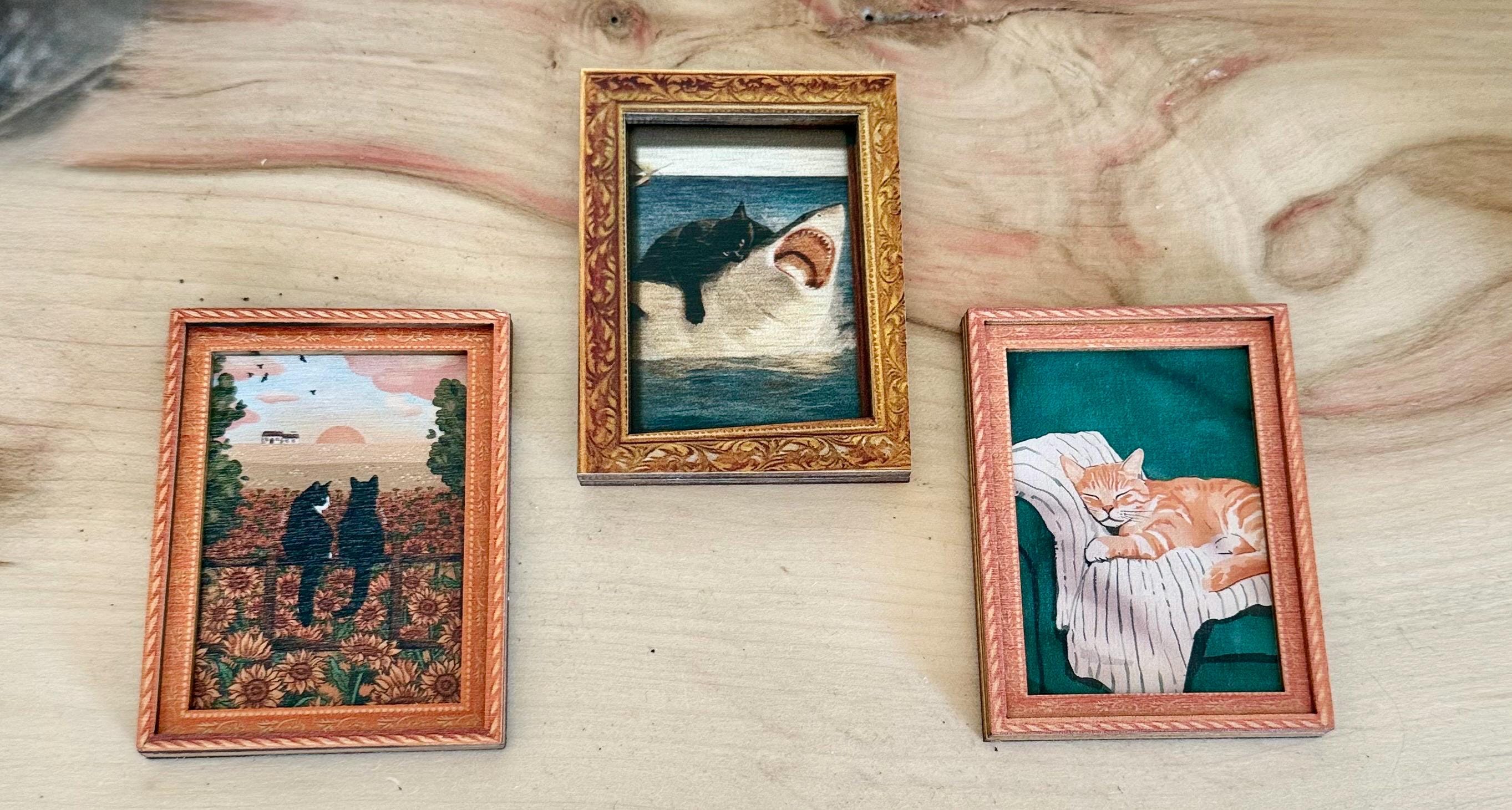 Decorative art framed cat fridge magnets
