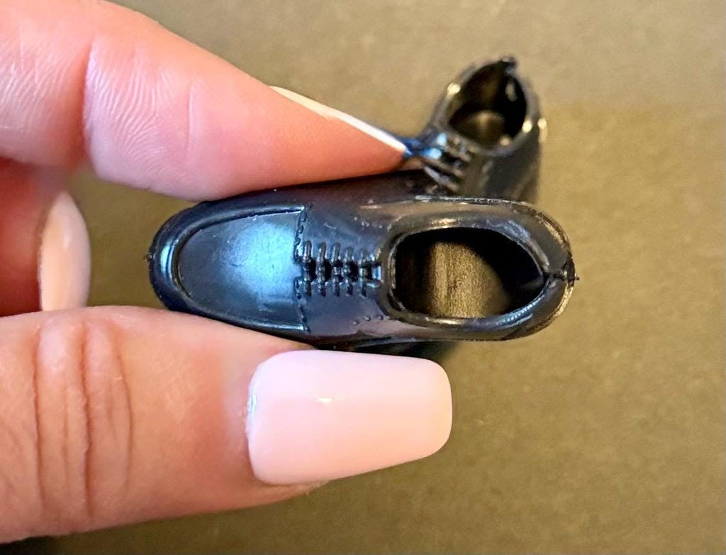 Miniature dollhouse black dress shoes