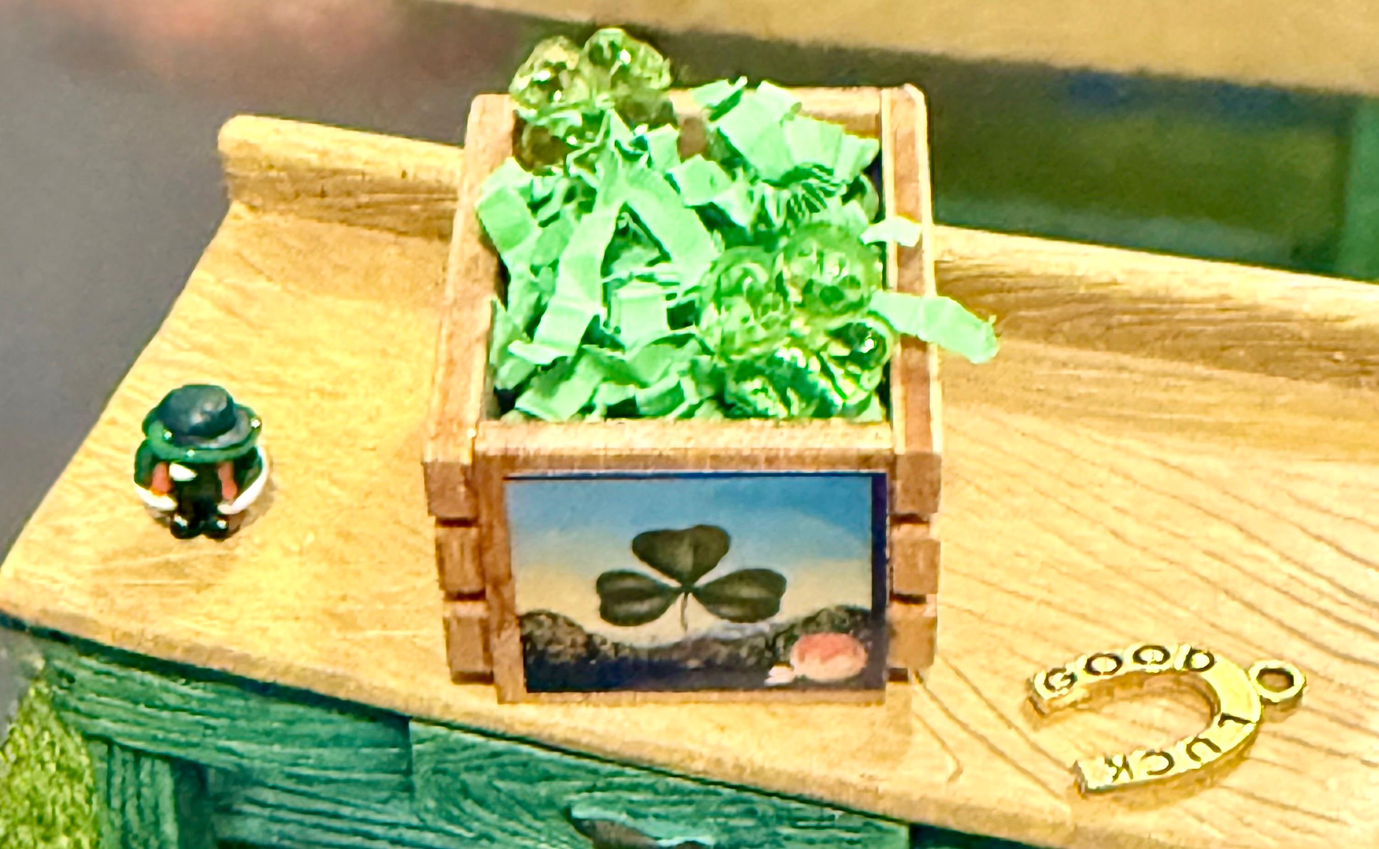 Miniature St. Patrick's Day Crate: Leprechaun, Horseshoe, Clovers