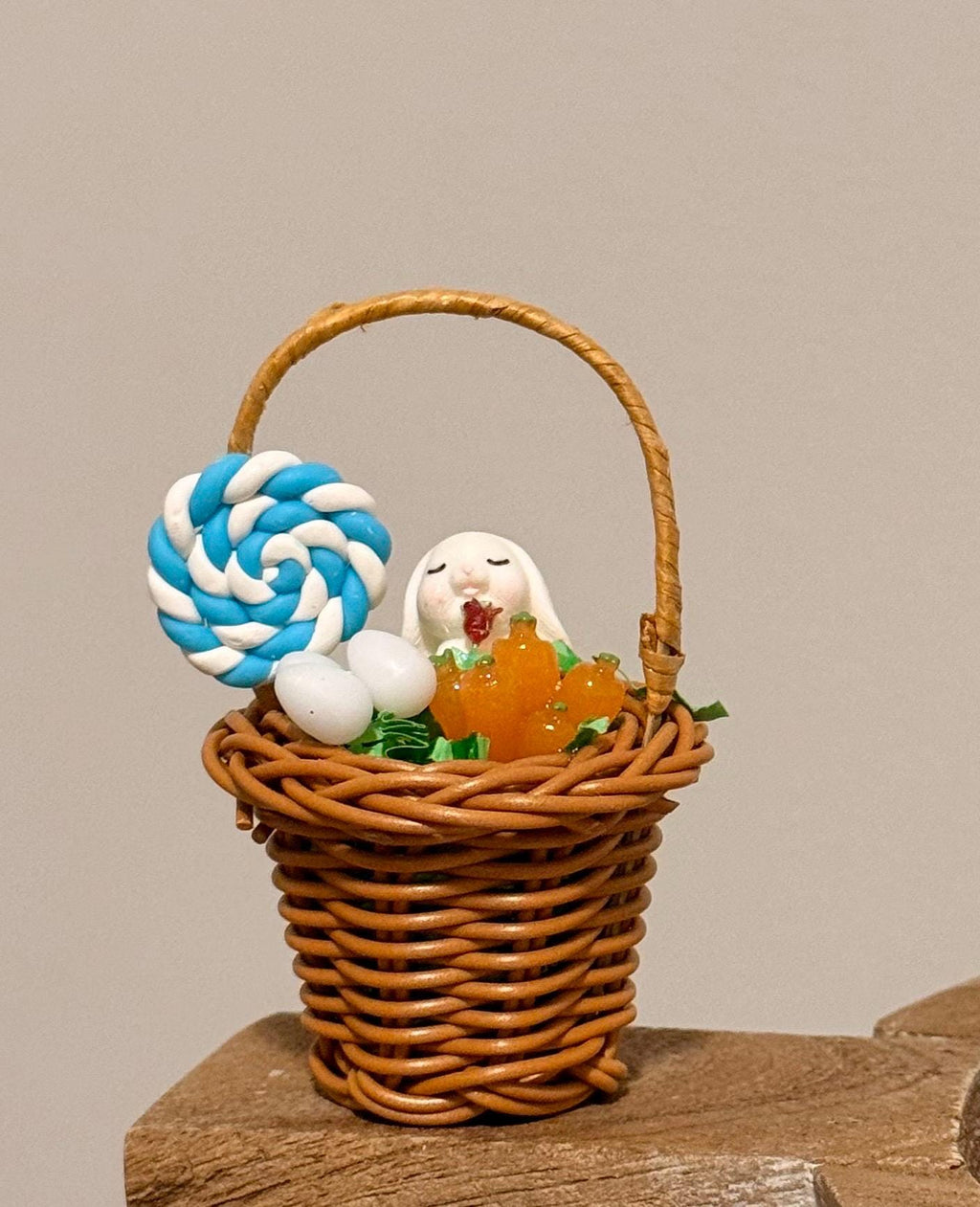 Miniature Easter Basket Filled- With Bunny