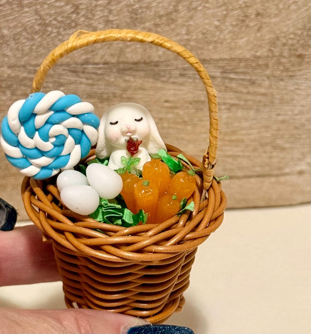 Miniature Easter Basket Filled- With Bunny