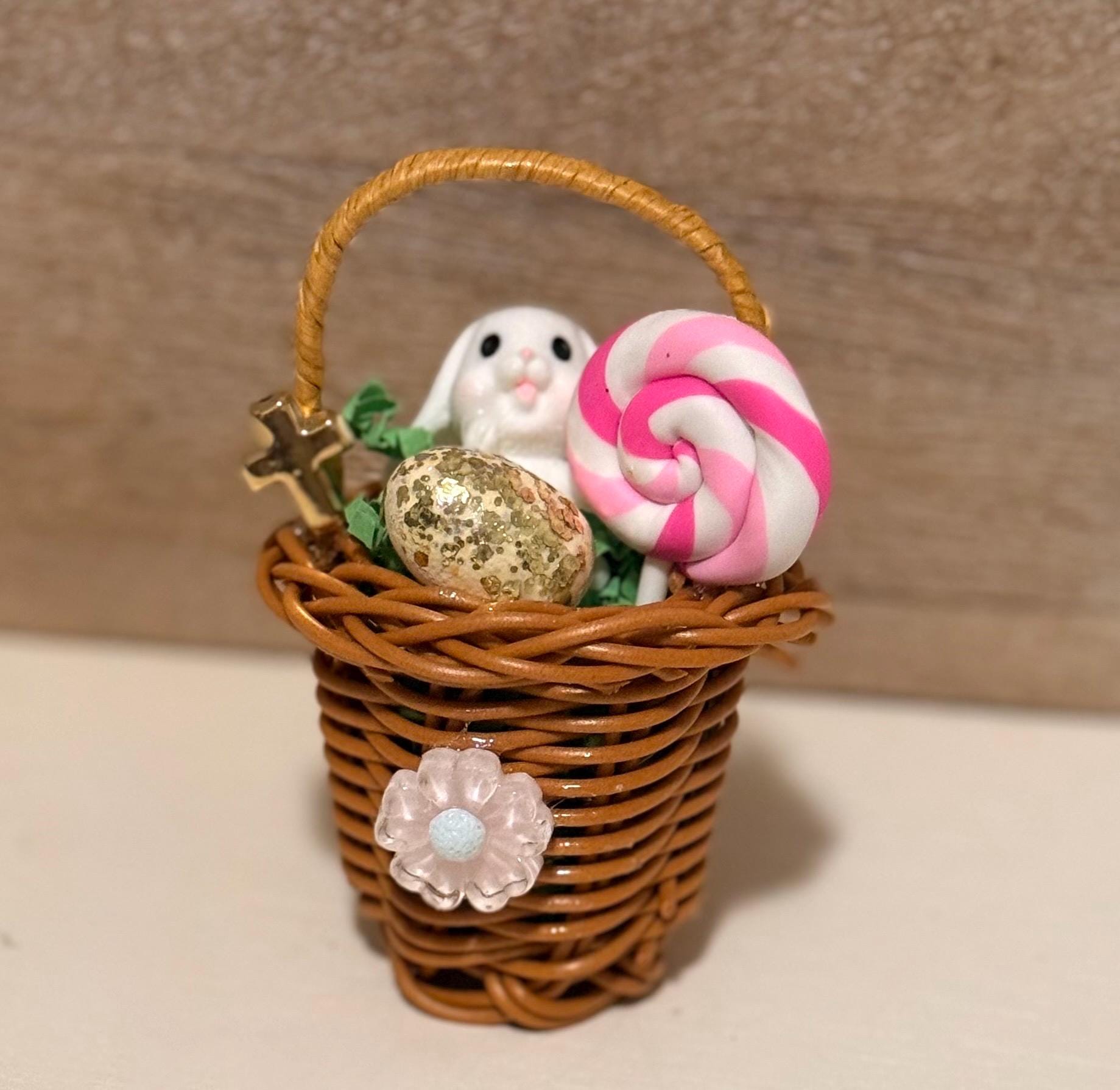 Miniature Easter Basket Filled- With Bunny