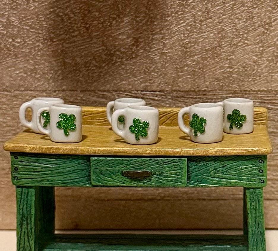 Miniature  4 leaf clover ceramic coffee mug-Saint Patrick’s Day