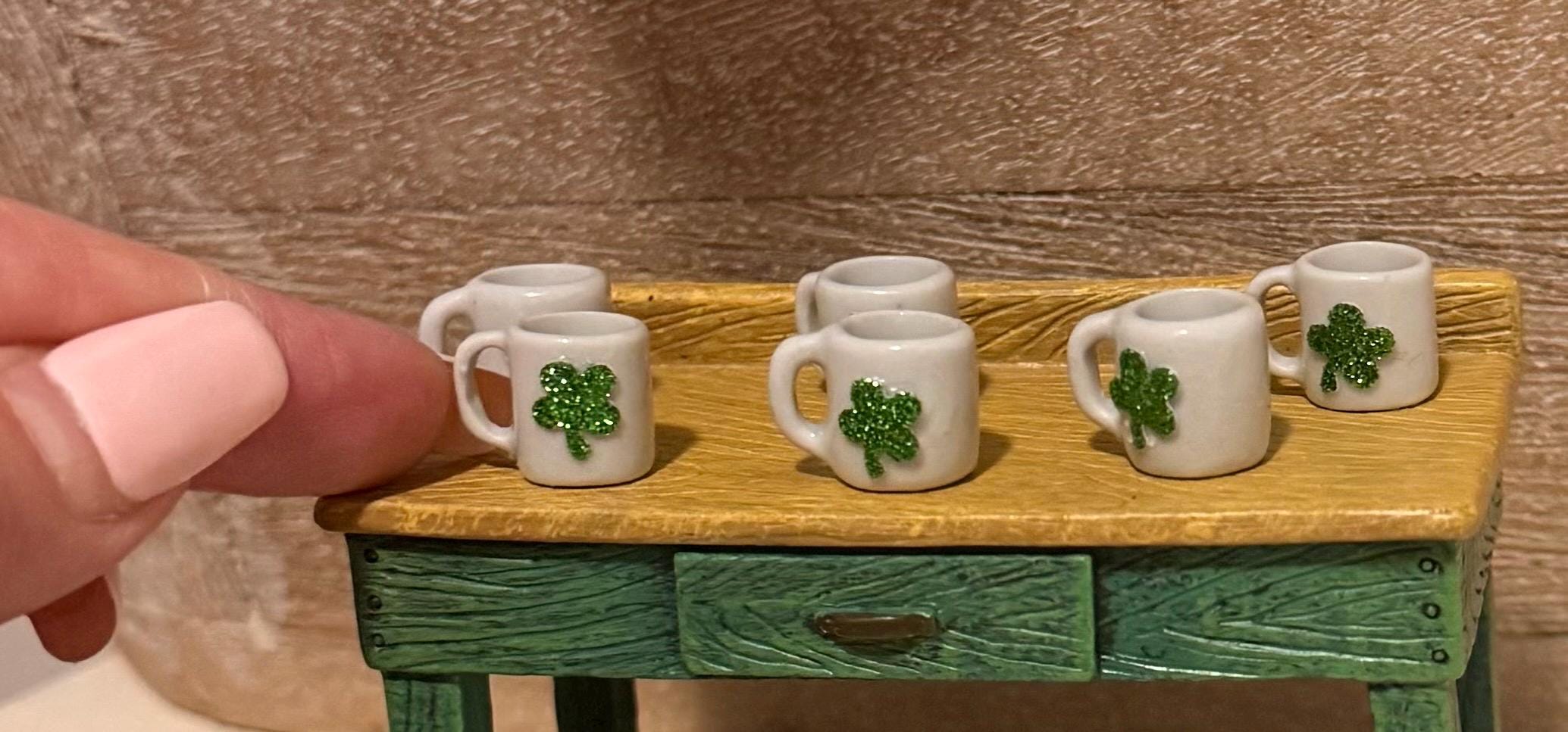 Miniature  4 leaf clover ceramic coffee mug-Saint Patrick’s Day