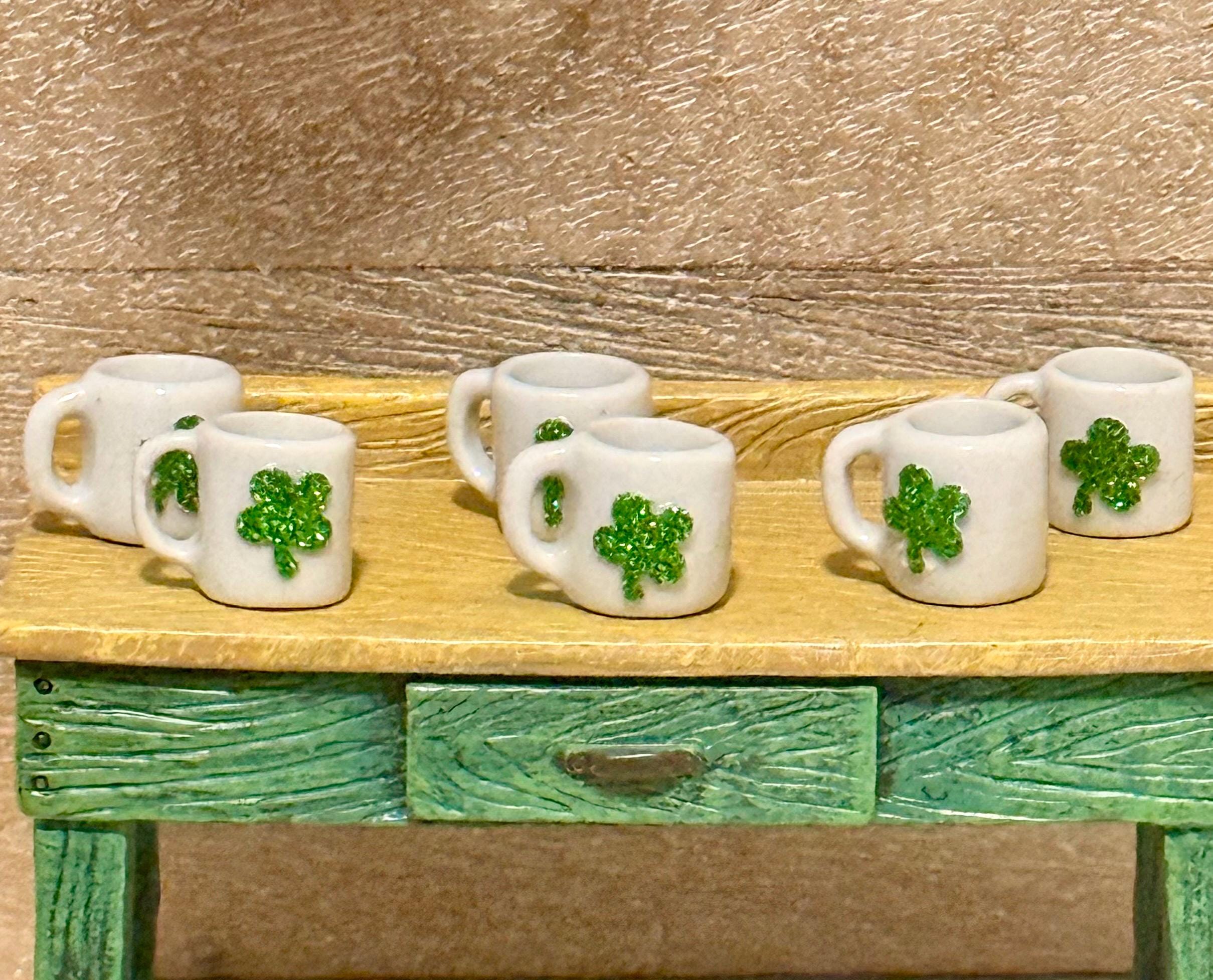 Miniature  4 leaf clover ceramic coffee mug-Saint Patrick’s Day