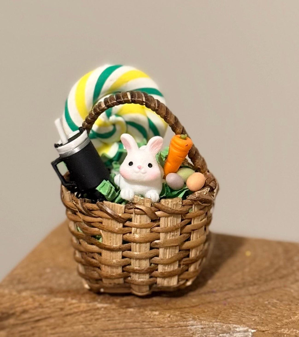 Miniature Easter Basket Filled- With Bunny and miniature Stanley cup