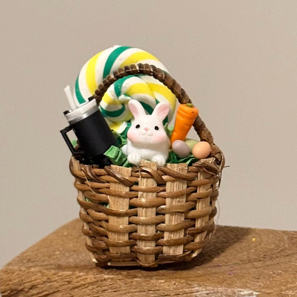 Miniature Easter Basket Filled- With Bunny and miniature Stanley cup