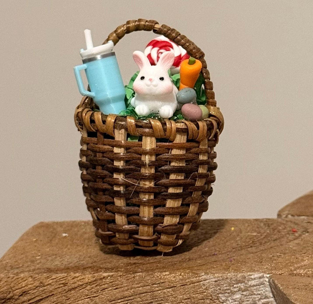 Miniature Easter Basket Filled- With Bunny and miniature Stanley cup