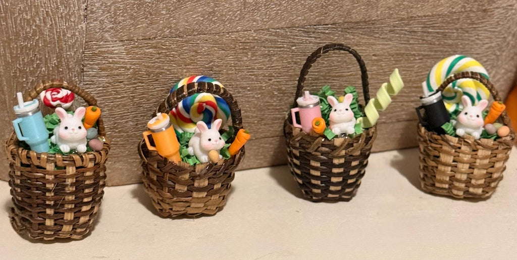 Miniature Easter Basket Filled- With Bunny and miniature Stanley cup