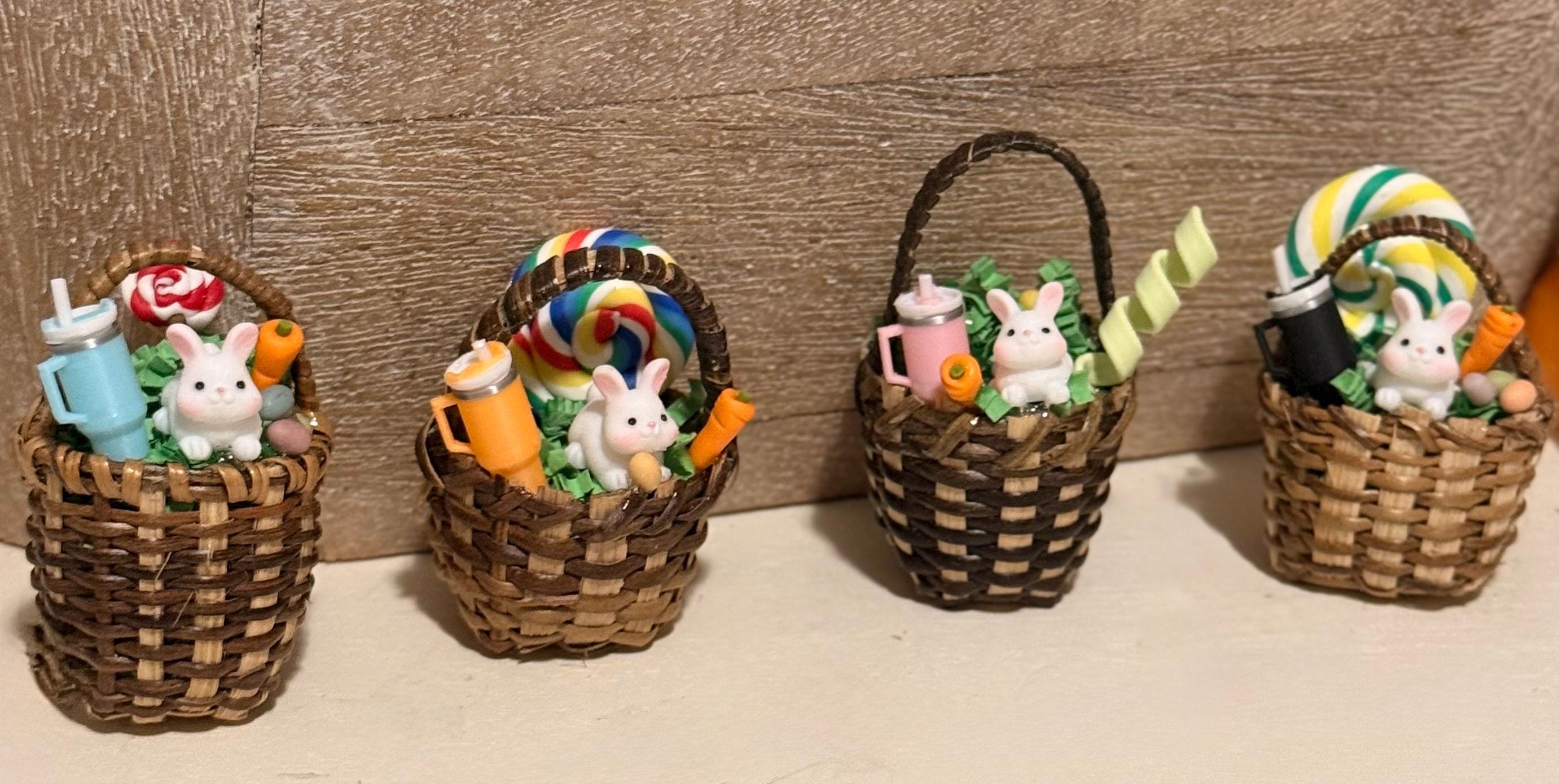 Miniature Easter Basket Filled- With Bunny and miniature Stanley cup