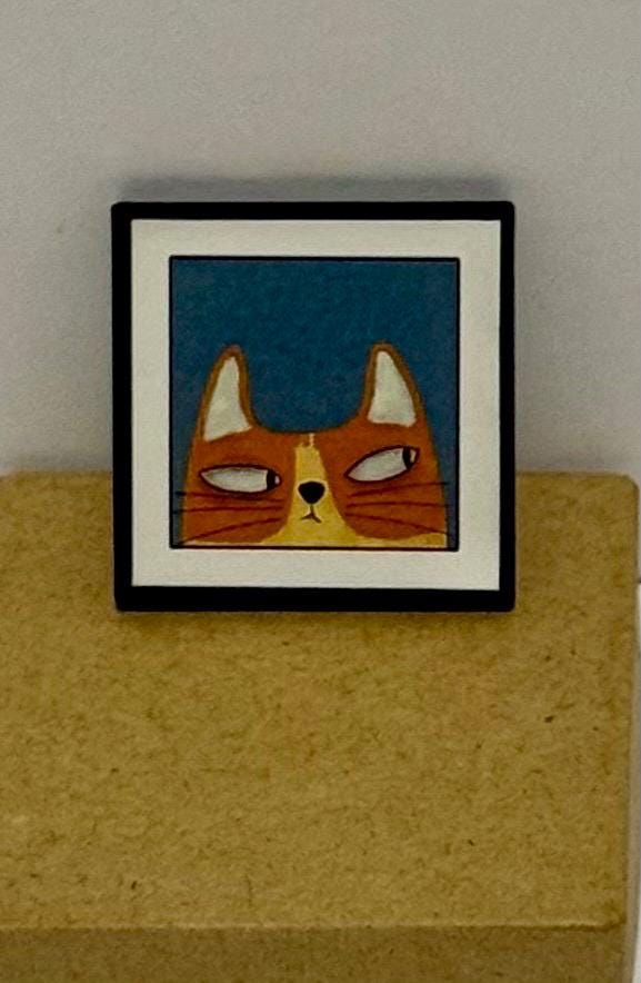miniature animal art work in frame- dollhouse scale