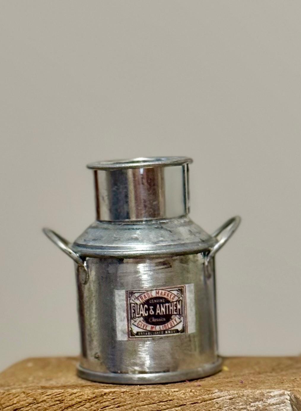 Miniature Americana Tin Milk Cans – Rustic Farmhouse Decor (2" Tall)