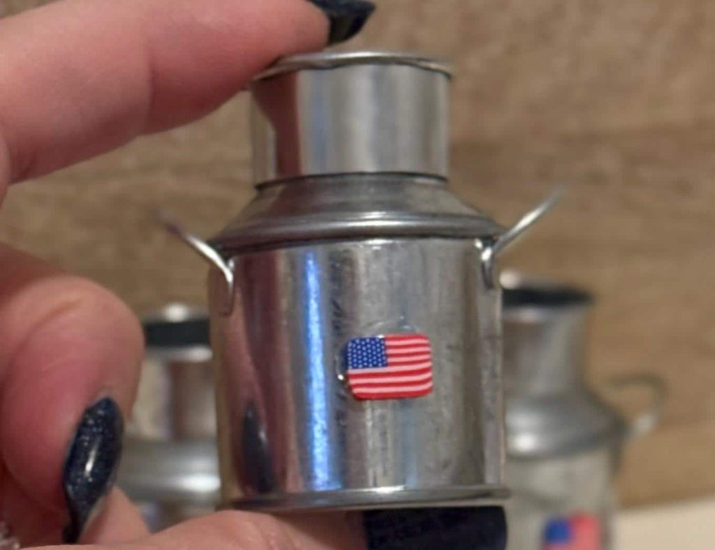 Miniature Americana Tin Milk Cans – Rustic Farmhouse Decor (2" Tall)