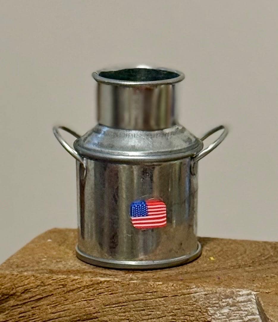 Miniature Americana Tin Milk Cans – Rustic Farmhouse Decor (2" Tall)