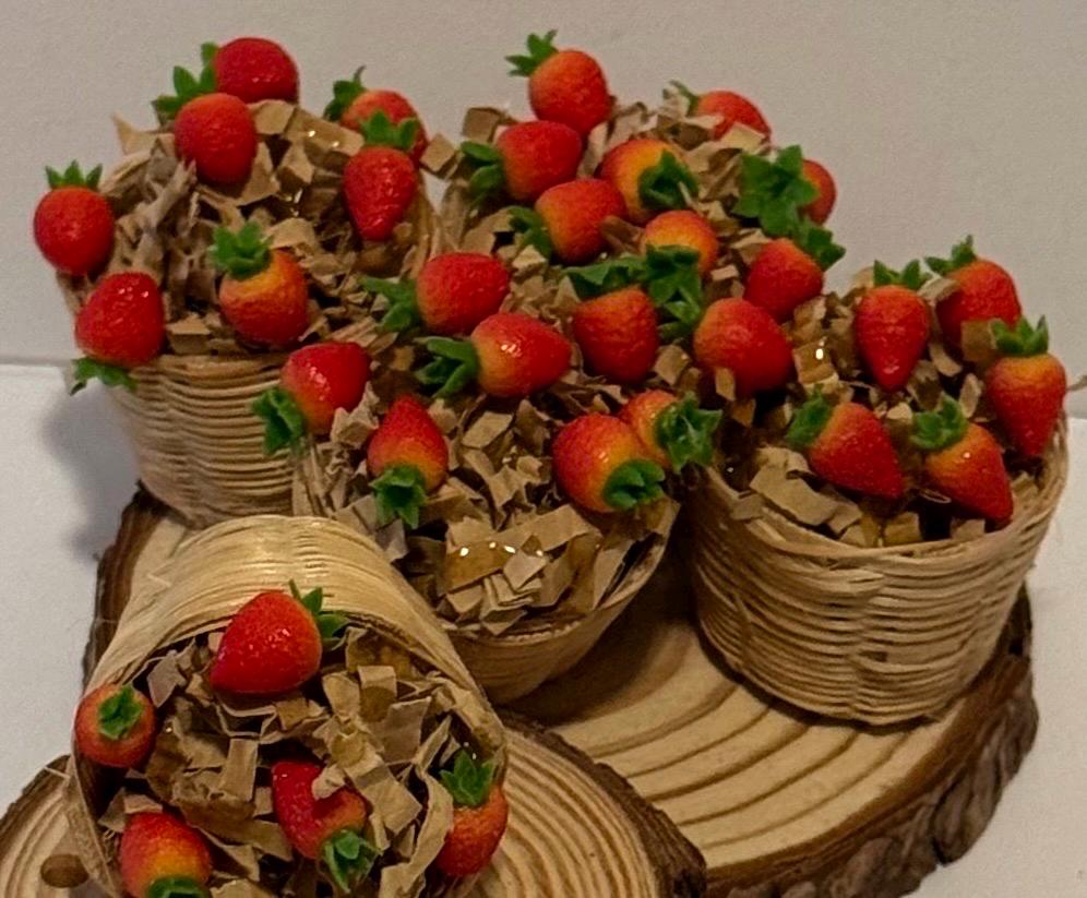 Miniature strawberries in basket