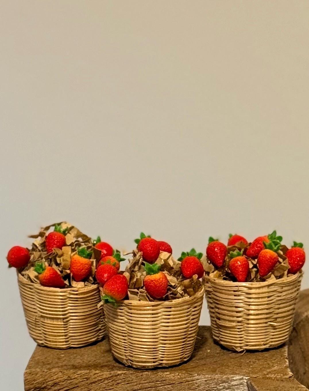 Miniature strawberries in basket