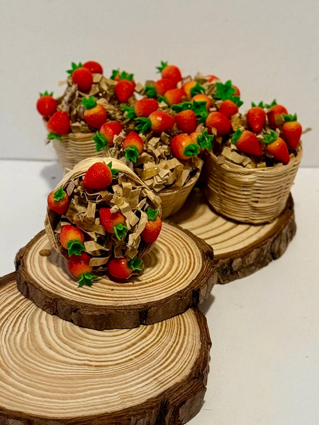 Miniature strawberries in basket