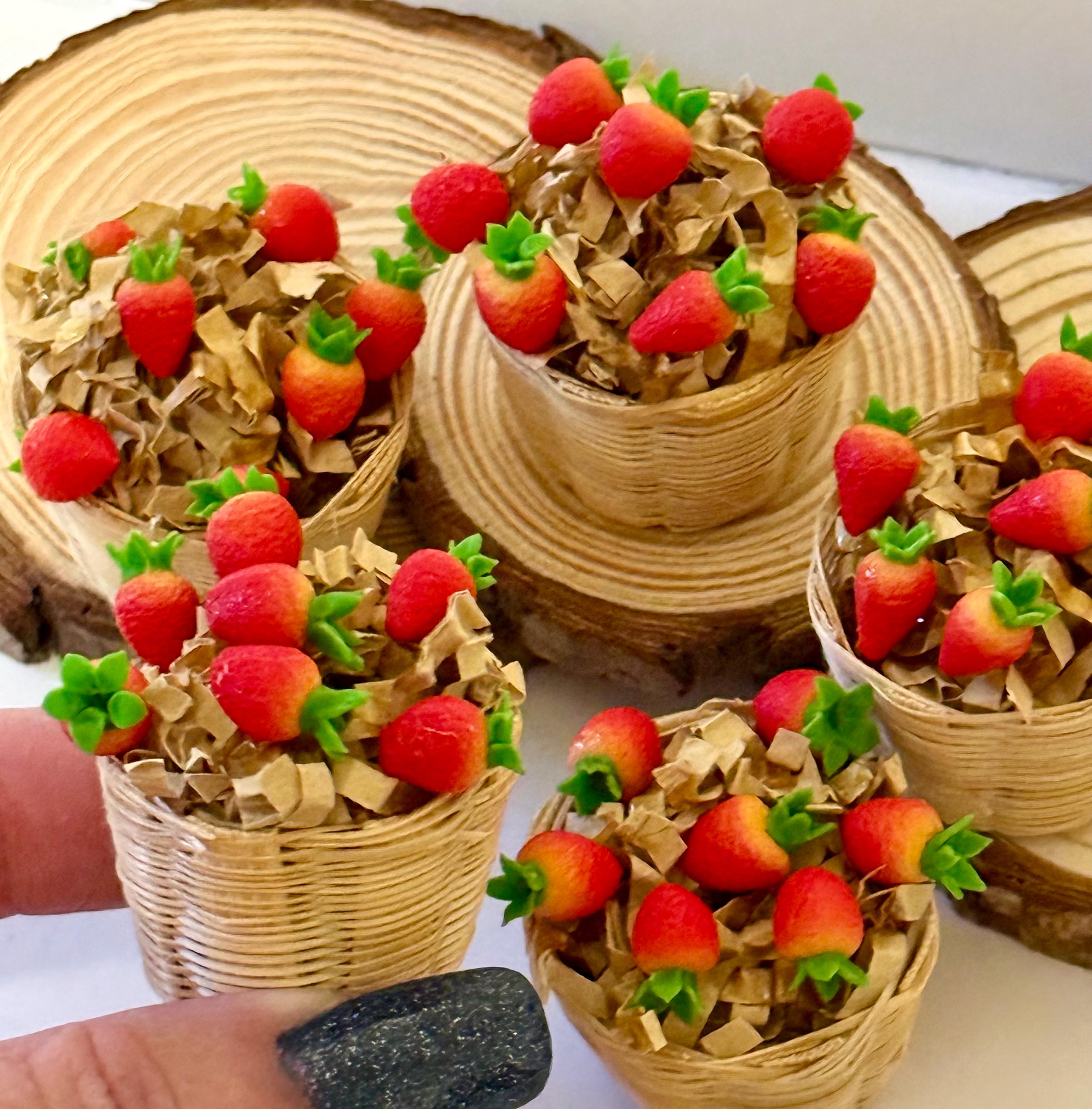 Miniature strawberries in basket