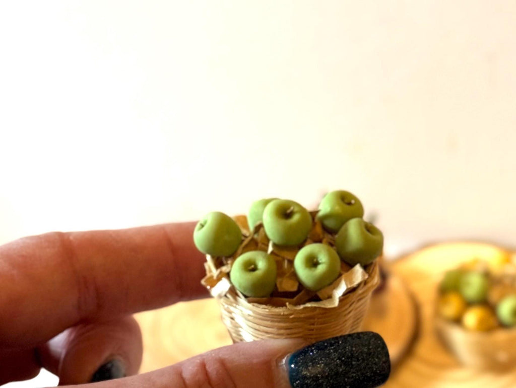Miniature apples in a basket