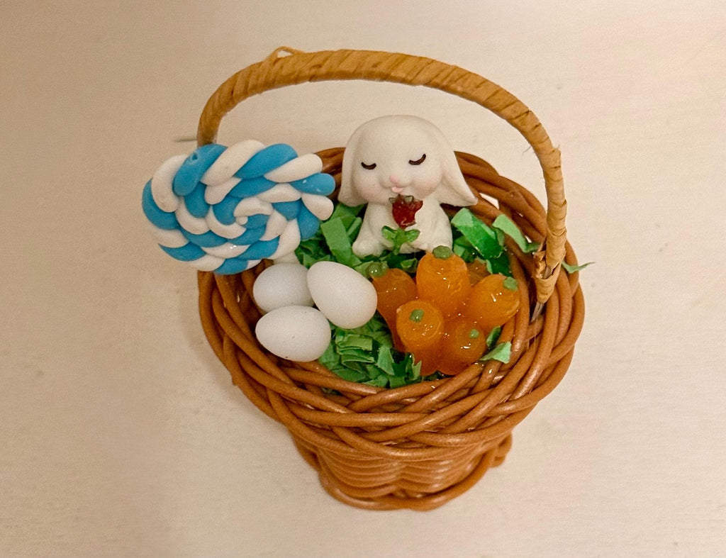 Miniature Easter Basket Filled- With Bunny